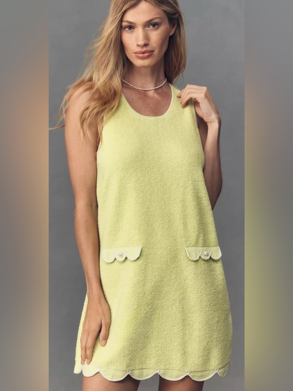 Rachel Antonoff Sylvie Cupcake Mini Dress Lime Terry 2XL